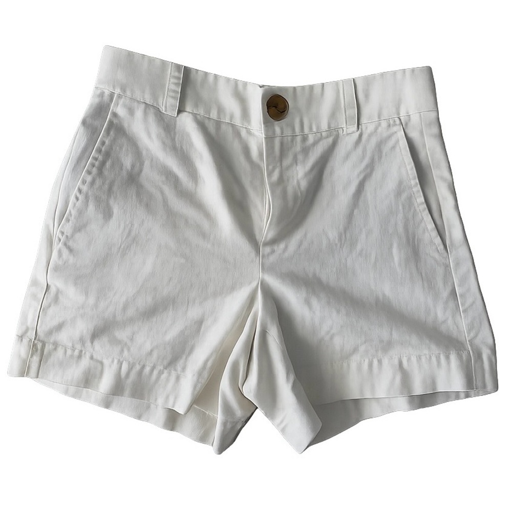 Vince White Linen-Blend High-Rise Shorts